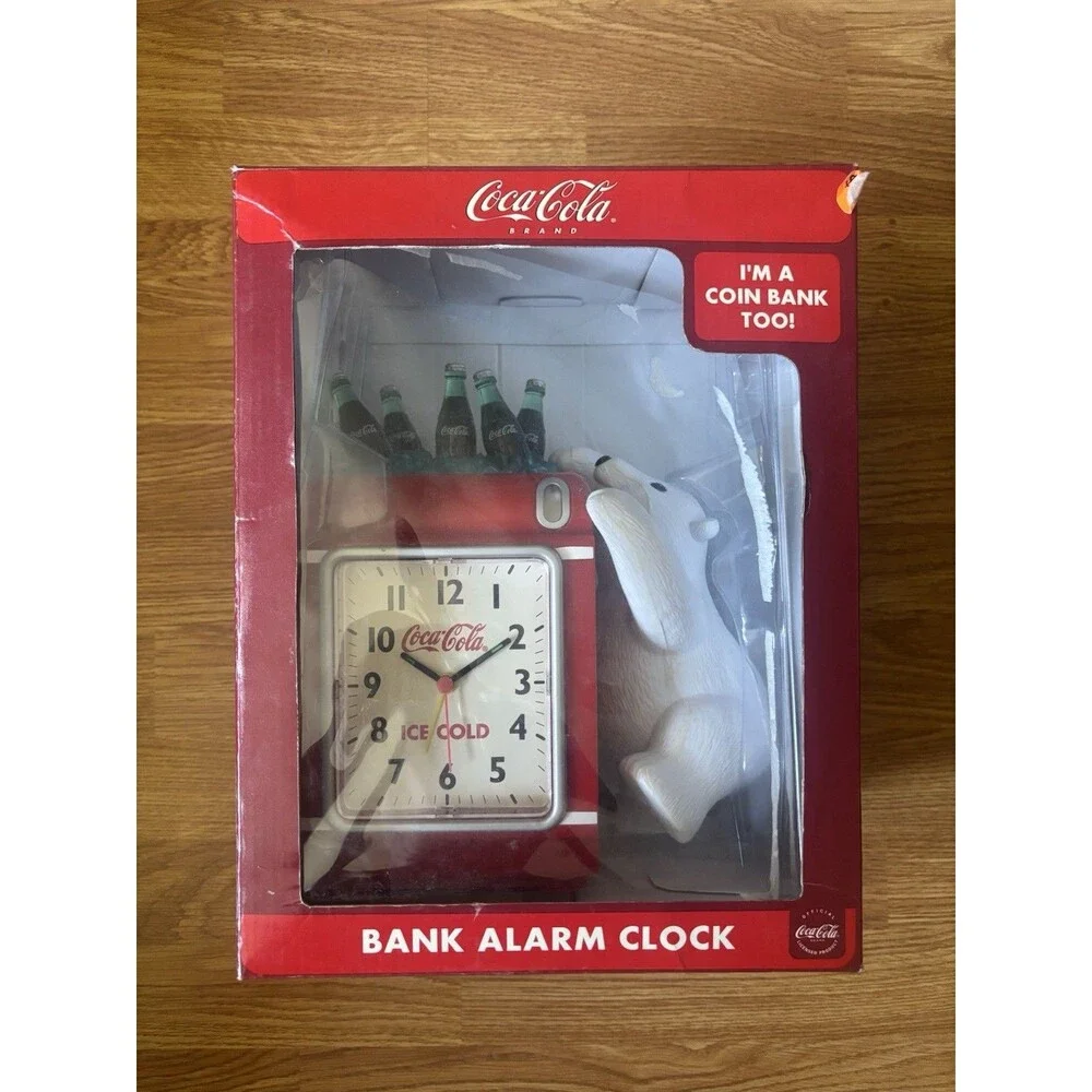 Coca-Cola Polar Bear Bank Alarm Clock CCM200 Coke Collectible Original Box